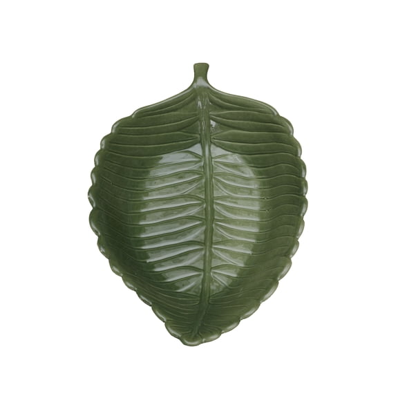 Ashland 15" Green Decorative Ceramic Leaf Tray , Summer Home Decor