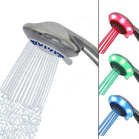 Chrome Shower Head Automatically Changing Led Color According To Water