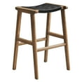 thumbnail image 3 of Bar Stool Chair Barstool, Set of 2, Walnut Black, Faux Vinyl Leather, Wood, Pub Cafe Bistro Dining Kitchen Hospitality Restaurant, Modern Contemporary HB36077, 3 of 10