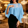 thumbnail image 2 of jiaxiM Women Chiffon Sheer Cape Poncho Top Shawl Wraps for Evening Dress Capelets Beach Cover Up Wedding Party, 2 of 3