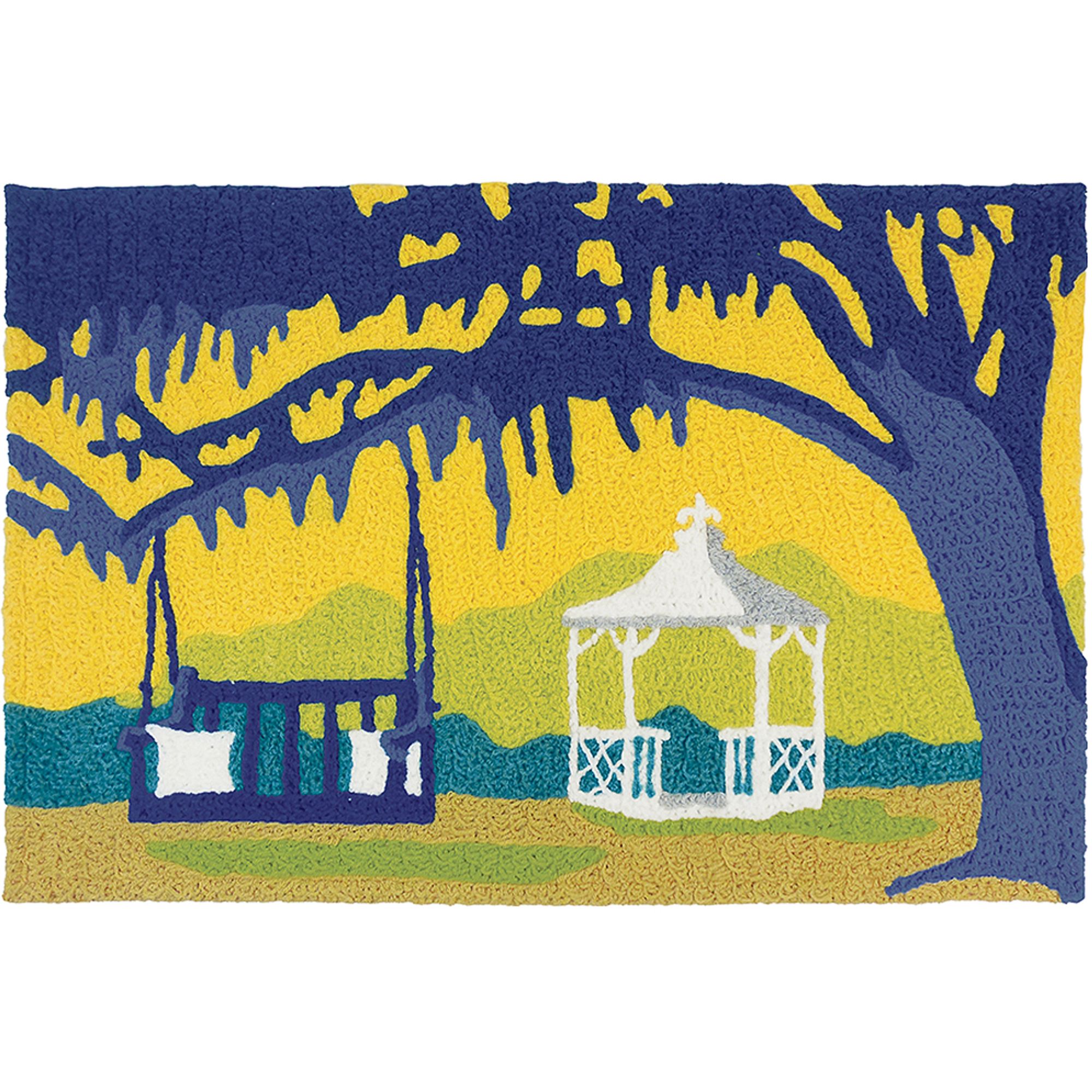 1.6' x 2.5' Southern Comfort Navy Blue and Yellow Rectangular Area