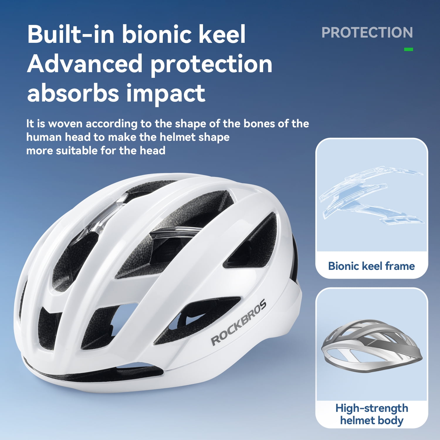 ROCKBROS Cycling Helmet Keel Structure Hardcore Protection One-piece 3D Lining Modling Quick-release Magnetic Buckle Bike Helmet