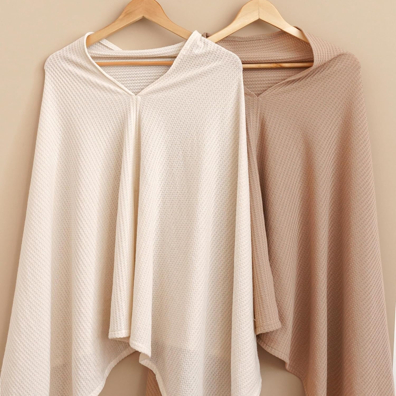 Nursing Cover for Breastfeeding, Soft & Breathable Privacy Poncho, Multi-Use Feeding Shawl, Comfortable & Portable Breastfeeding Cover for Women (Beige)