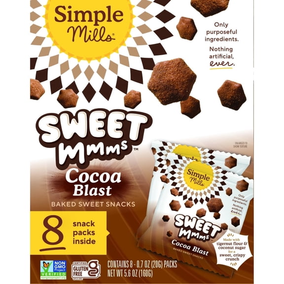 Simple Mills Sweet Mmms Cocoa Blast Gluten Free Cookies, 0.7 oz, 8 Count