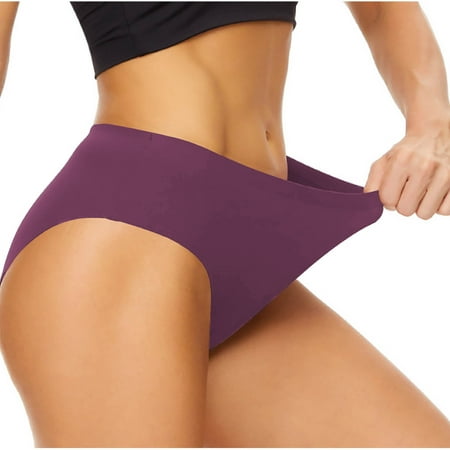 WREESH Women s Swim Briefs High Waist Bikini Bottoms - Seamless Tankinis Bottom Quick-Dry Underwear Purple