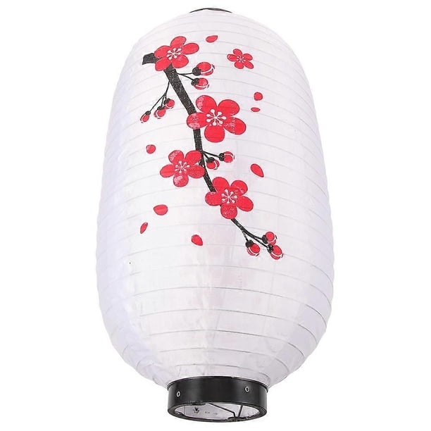 Japanese Lantern Decoration with Plum Blossom Design for Home Use White Cloth and Steel Wire