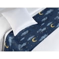 thumbnail image 3 of Night Bed Runner, Watercolor Dark Sky and Stars with Clouds Sleepy Cartoon Style Print, Decorative Accent Bedding Scarf for Hotels Homes & Guest Rooms, Twin, Dark Navy Blue and Mustard, by Ambesonne, 3 of 3