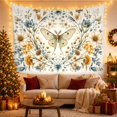 thumbnail image 3 of Moth with Lush Botanical Wreath on Cream Background, Mystical Illustration for Nature Lovers, Vintage Floral Art Decor Housewarming Gift, Tapestry Wall Hanging for Bedroom and Living Room, 3 of 7