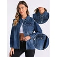 thumbnail image 2 of DARING DIVA Women's Vintage Button Down Long Sleeve Denim Jacket L Blue, 2 of 6