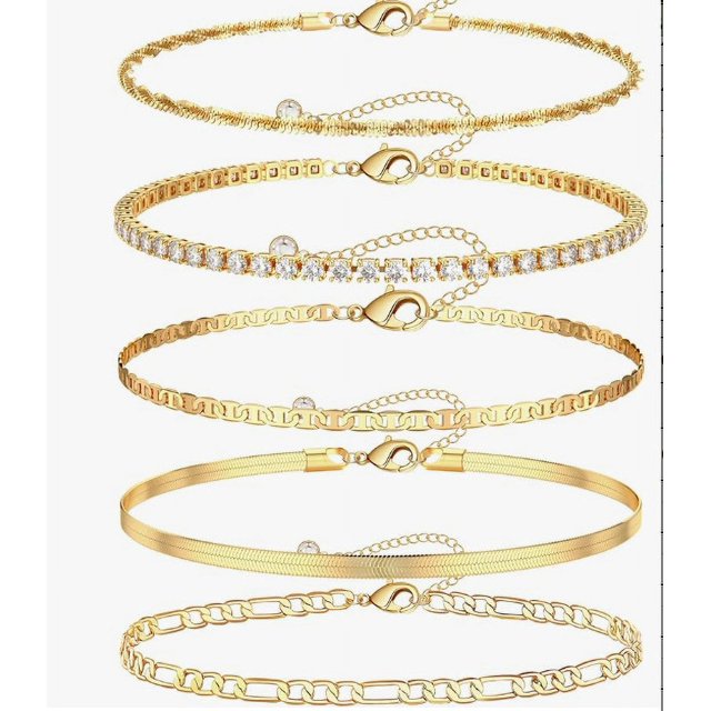Pulsera de capas doradas para mujer, pulsera de cadena cubana, cadena de garra de mariposa, conjunto de tobillera de playa de verano