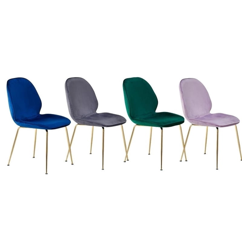 Best Master Mid-Century Velvet Upholstered Dining Side Chair in Blue (Set of 2)