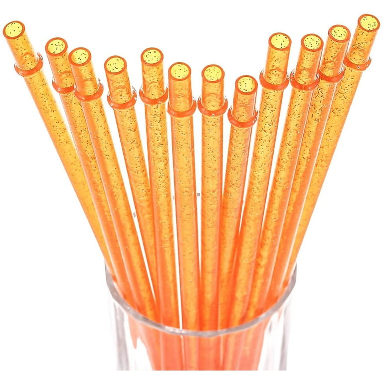 Dakoufish 5-11 Inch teal glitter tritan tumbler plastic straws reusable set  of 12 pcs with