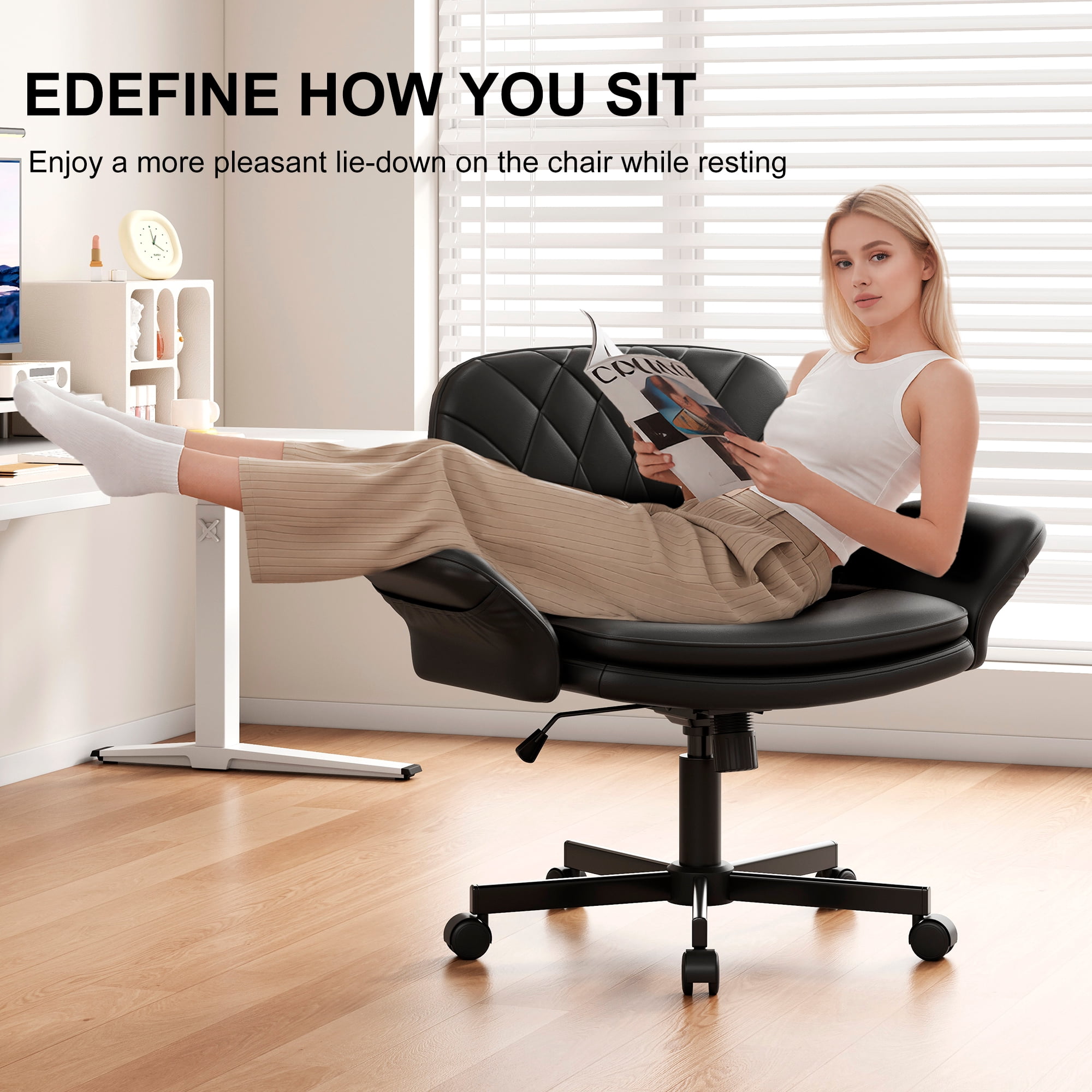 Misolant Big and Tall Office Chair, Computer Chair with Soft Adjustable Armrests, Ergonomic Gaming Chair with Breathable Linen Design, Executive Chairs with Footrest