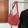 thumbnail image 4 of Bolsos de hombro de PU sólido a la moda con agujeros, cadenas, remaches, bolsos de mano para mujer, 2024, nuevo estilo de diseñador con personalidad, bolso para mujer, 4 of 5