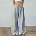 thumbnail image 2 of Nokdvo Casual Pants for Women Oversized Drawstring Striped Wide Leg Trouser Loose Fit summer Pleated Elastic Waist Casual Trousers with Pockets,Royal Blue M, 2 of 4