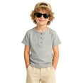 thumbnail image 2 of Nwiuh Toddler Short Sleeve Henley Shirt Boys Ribbed T-Shirt (Light Gray, 7-8 Years), 2 of 6