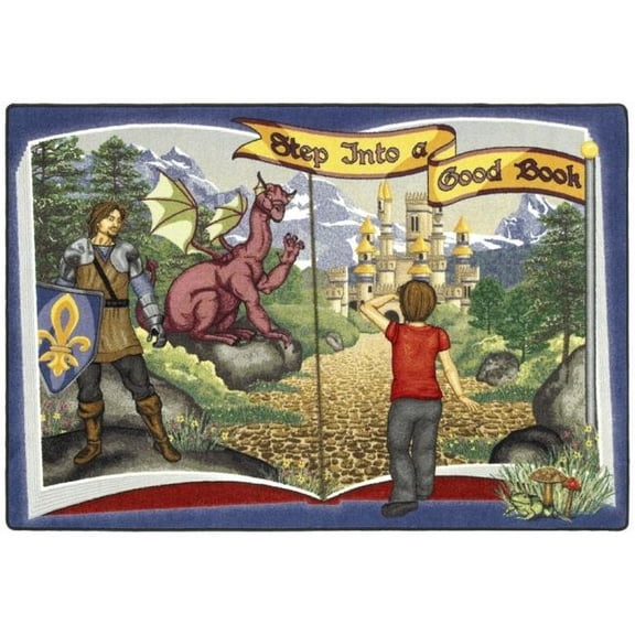 Step Into A Good Book 7 ft.8 in. x 10 ft.9 in. WearOn Nylon Machine Tufted- Cut Pile Educational Rug