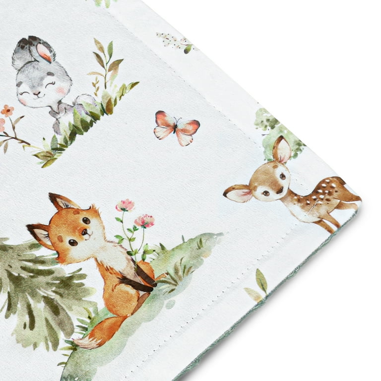 Blanket • Neutral Woodland Animals Minky high quality Baby Blanket • Woodland Animal Nursery / Green + Yellow + Tan Baby Blanket