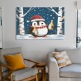 thumbnail image 6 of Canvas Prints Happy Penguin Merry Christmas Cute Artwork Print Painting Winter Holiday Decor&nbsp; Bathroom Wall Art 16x24inch Nursery Living Room Décor Framed Ready to Hang, 6 of 8