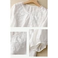 thumbnail image 2 of LLYwey Linen Blouses for Women 3/4 Sleeve Tops Embroidered Floral Summer Casual V Neck 3/4 Length Sleeve Shirts Solid Loose Blouse, Style-34, White, XXL, 2 of 4