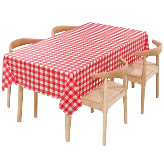 Outdoor Table Cloth Waterproof, Picnic Table Cloths for Outdoors, Plastic Table Cloth Rolls Disposable 295 Feet, Red Checkered Design, Ideal for Various Table Shapes