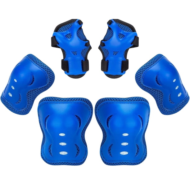 SET DE PROTECCIÓN INFANTIL PARA PATINAJE, SCOOTER Y BICICLETA – RODILLERAS, CODERAS Y MUÑEQUERAS CON CARCASA ANTIGOLPES Y MALLA TRANSPIRABLE – COMODIDAD Y SEGURIDAD PARA NIÑOS Y NIÑAS - COLOR AZUL
