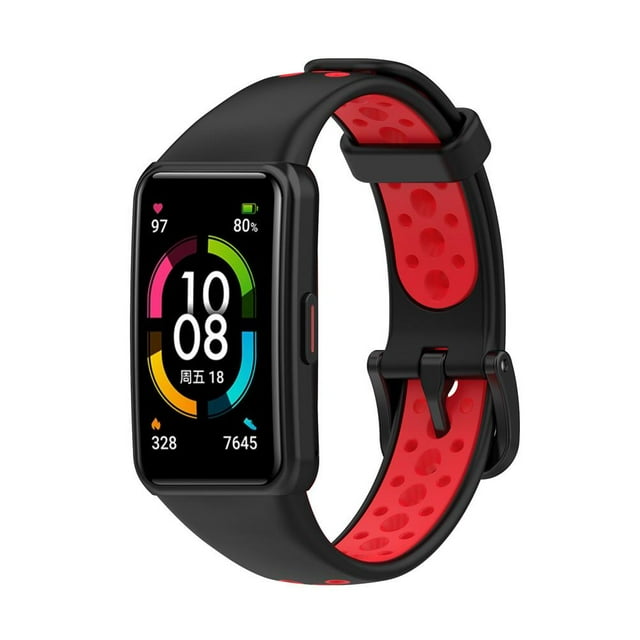 Compatible for Huawei Band 6/ Honor Band 6 TPU Waterproof Watch Belt Strap Double Color Replacement Strap