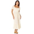 thumbnail image 3 of Celebrity Pink Women's and Women's Plus Puff Sleeve Smocked Midi Dress, Sizes XS-XXXL, 3 of 5