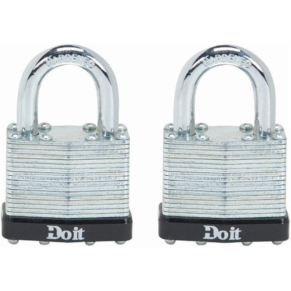 Master Lock Laminated Steel Padlocks - Key Lock, 4 Pins - 2 Pack, 1-1/2 In