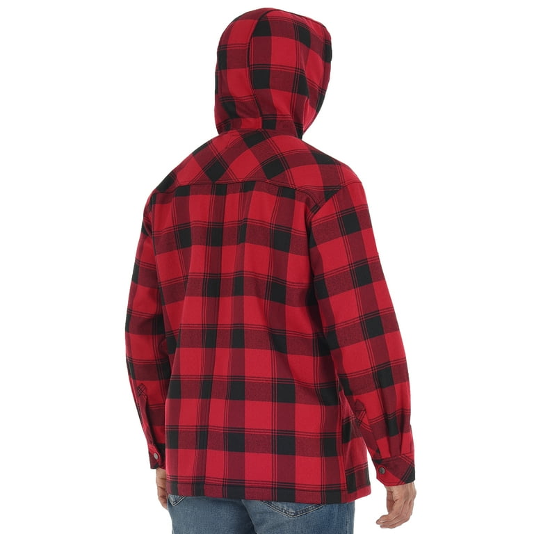 Wrangler Men s and Big Men s Essential Shirt Jacket with Polar Fleece Lining and Hood