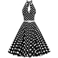 thumbnail image 5 of Birdeem Robe d'Été Sans Manches Rétro pour Femmes à Pois Patchwork avec Ceinture et Col Suspendu, 5 of 5