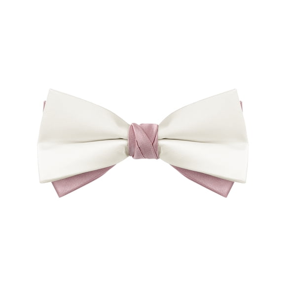 INSPIRAR CHIC Corbata de Moño Vintage de Dos Colores para Banquete, Boda, Fiesta y Más Blanco-Rosa Talla Única