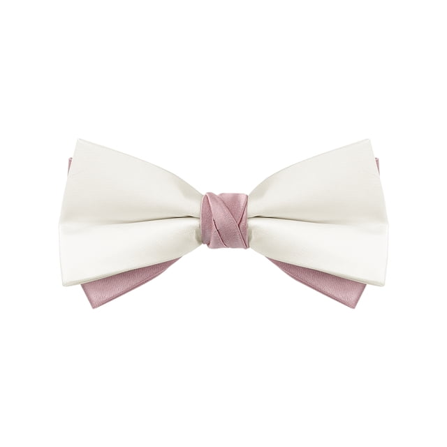 INSPIRAR CHIC Corbata de moño vintage bicolor para hombres del Día del Padre para banquetes, bodas y más, blanco-rosa, talla única