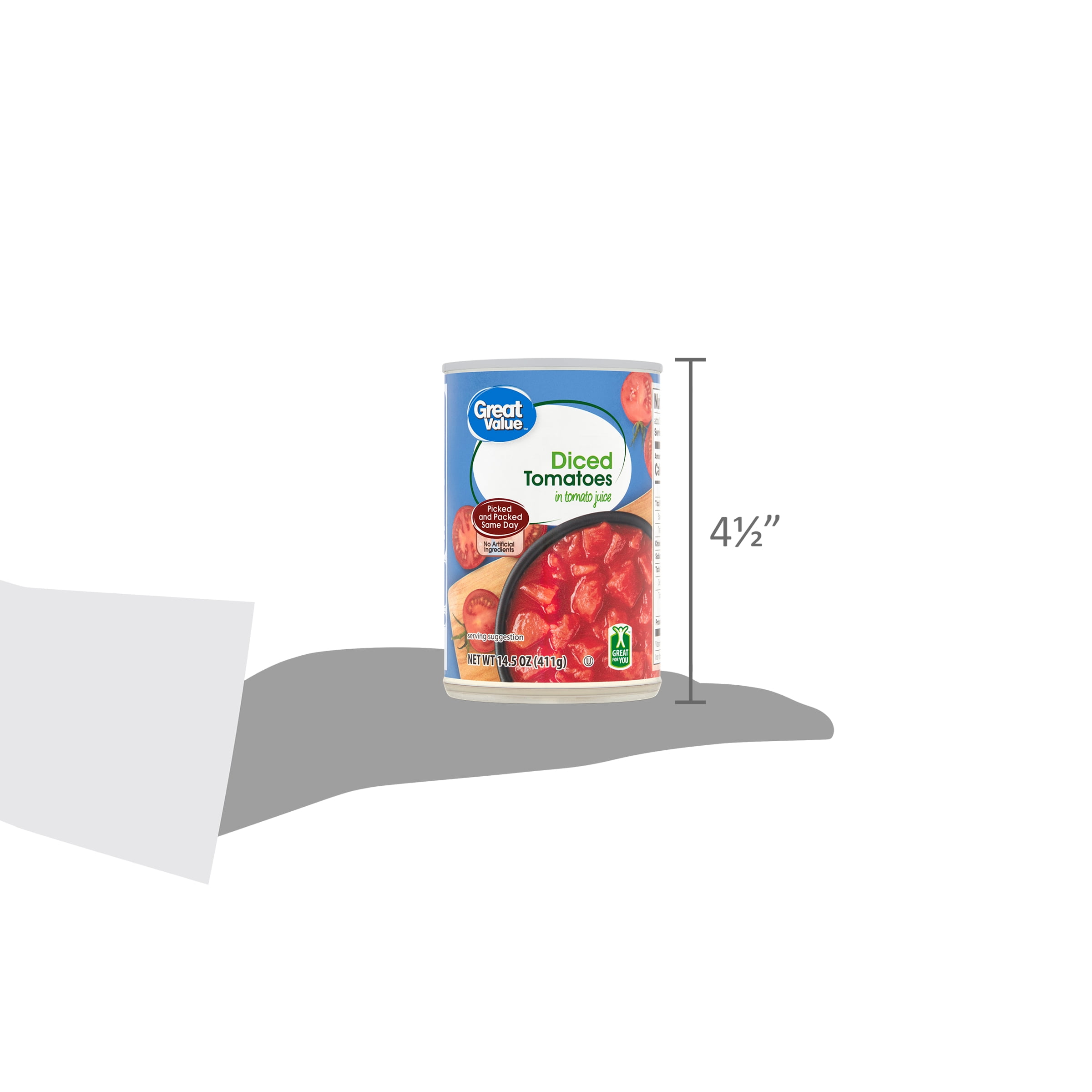 Great Value Diced Tomatoes in Tomato Juice, 14.5 oz Can