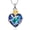 Gold/Blue, variant on Rose Flower Stone Love Heart Urn Pendant Cremation Jewelry for Ashes Keepsake Memory Necklace Women Elegant Beautiful Memorial Jewelry