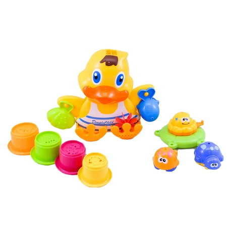 Matashi Rubber Duck Wall Mounted Bath Toy, with Floatable Sea Animal Toys By Dimple
