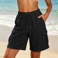 thumbnail image 2 of biudgviw Women's Sweat Shorts with Multi Pockets Drawstring Elastic Waist Cargo Shorts Comfy Textured Baggy Shorts for Gym Workout, 2 of 7