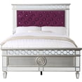 thumbnail image 2 of Nich Classic Full Size Bed, Diamond Tufted Headboard, Mirror Trim, Burgundy - Saltoro Sherpi, 2 of 5