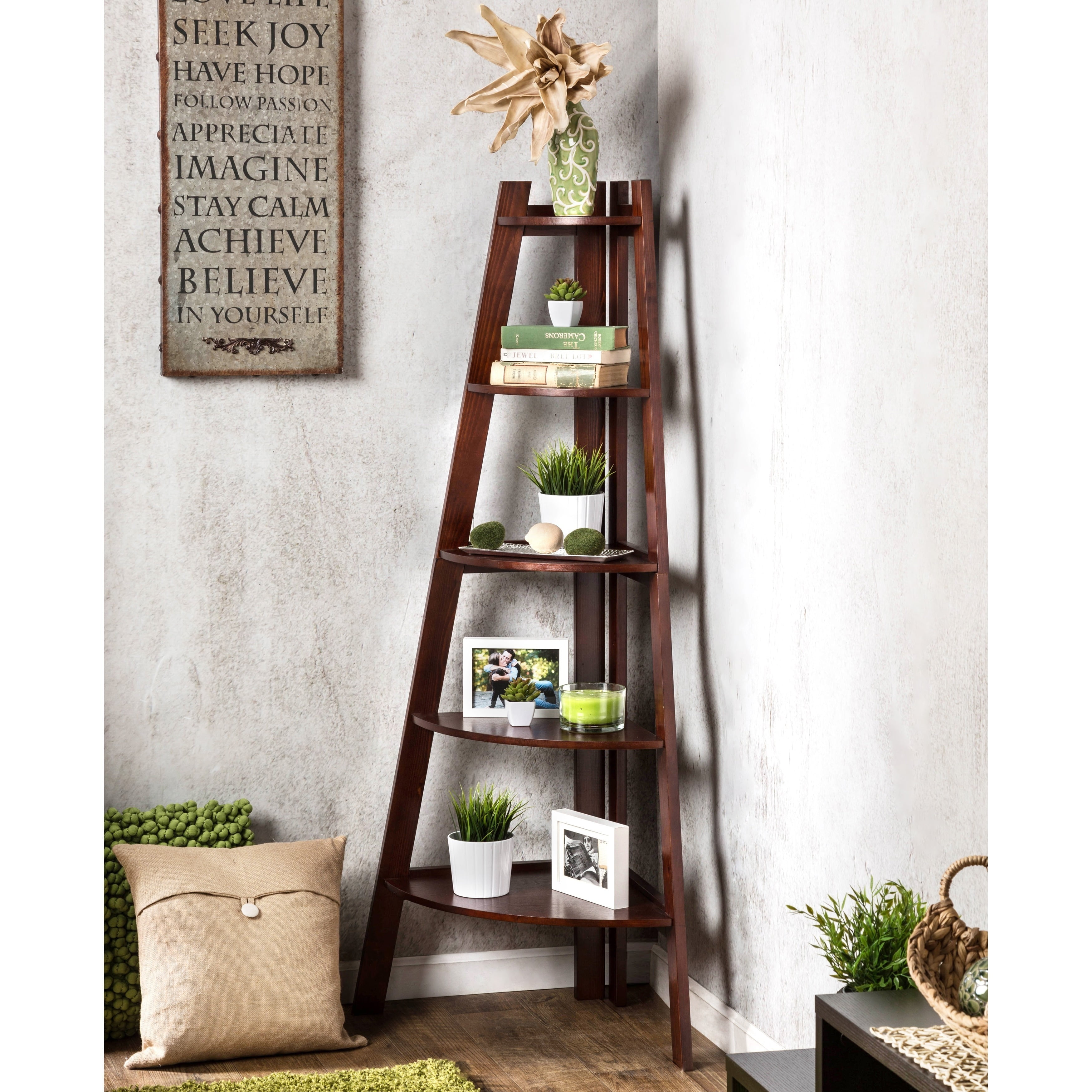 Furniture of America Kiki 5tier Corner Ladder Display Bookcase