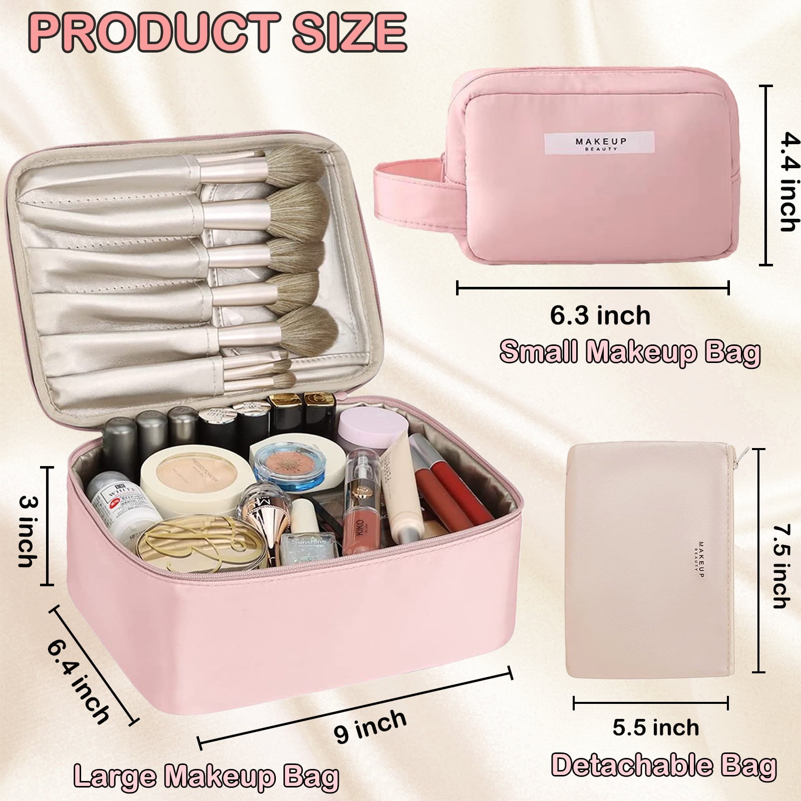 Makeup Pouch, Travel Makeup Bag Organizer, Large Makeup Bag with Inner Pouch, Portable Waterproof Toiletry Cosmetic Organizer for Women Girls, 2Pcs Pink - Walmart.com Makeup Pouch, Travel Makeup Bag Organizer, Large Makeup Bag with Inner Pouch, Portable Waterproof Toiletry Cosmetic Organizer for Women Girls, 2Pcs Pink - Walmart.com