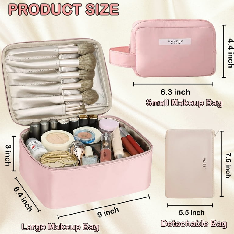 Makeup Pouch, Travel Makeup Bag Organizer, Large Makeup Bag with Inner  Pouch, Portable Waterproof Toiletry Cosmetic Organizer for Women Girls,  2Pcs ...