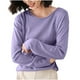 thumbnail image 3 of Sudaderas con capucha para mujer,Blusa de punto de color liso para mujer, manga larga, cuello redondo, material acrílico, top informal de moda para uso doméstico y diario, sopatenor, 3 of 8