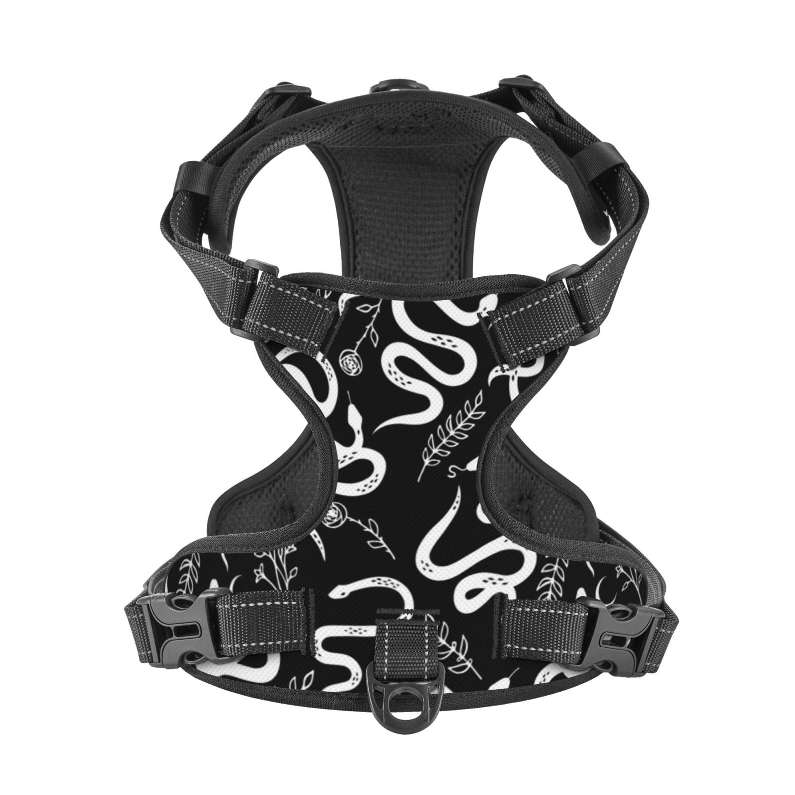 Kdxio Hand Drawn Snake Print No Pull Dog Harness Adjustable Reflective Oxford Easy Control Medium Large Dog Harness for Training and Everyday-Small