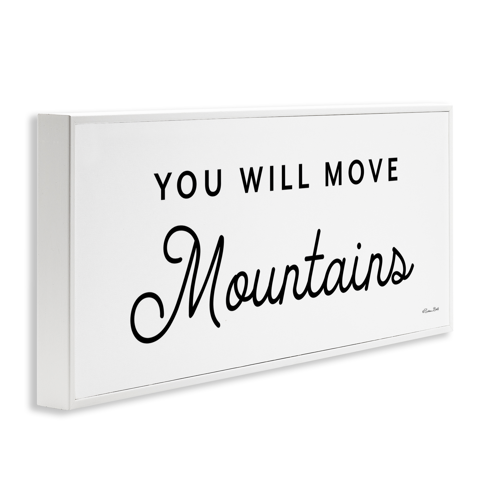 Stupell Industries You Will Move Mountains Typography Painting White Framed Art Print Wall Art, 30 x 13