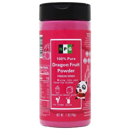 NPG Freeze Dried Red Dragon Fruit Juice Powder 7 Ounces, Dehydrated Fresh Dragonfruit Pitaya Powder for Food Coloring, Baking, Pure Natural for Smoothies, Pink Drink, Agar-agar, Milk, Ice Cream