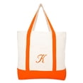 thumbnail image 2 of DALIX Women's Personalized Shopping Tote Bag Monogram Orange Ballent Zippered Letter- K, 2 of 8