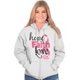 thumbnail image 5 of Hope Faith Love Breast Cancer Support Zip Hoodie Sweatshirt Women Brisco Brands M, 5 of 6