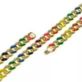 thumbnail image 2 of 16mm Mens Cuban Link Chain Hip Hop Rapper Necklace Rainbow Rhinestones Bracelet, 2 of 8