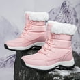thumbnail image 4 of Fleece Lined Lace Up Non Slip Hiking Boots for Women Winter Warm Waterproof Platform Mid Calf Snow Booties Pink Size 9, 4 of 8