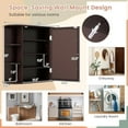 thumbnail image 4 of YSNW Wall-Mounted Bathroom Cabinet with Mirror, Space-Saving Storage Organizer with Adjustable Shelves and Open Compartments (Brown), 4 of 10